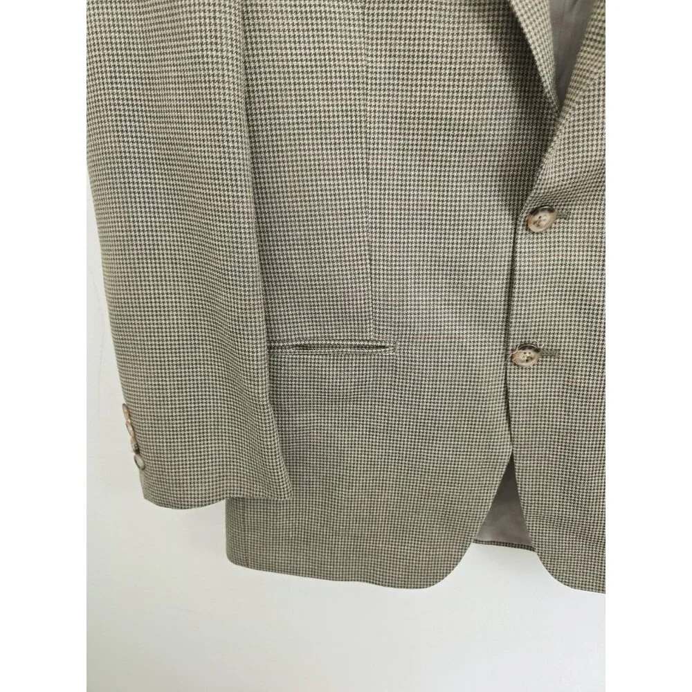 Lauren Ralph Lauren Silk Wool Houndstooth Blazer Sports Suit Jacket Coat 40 R